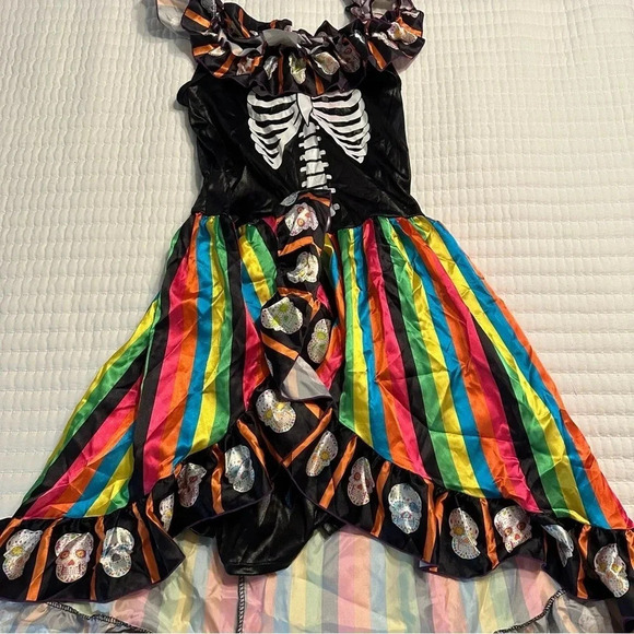Kids Rainbow Sugar Skull Costume - Picture 3 of 12